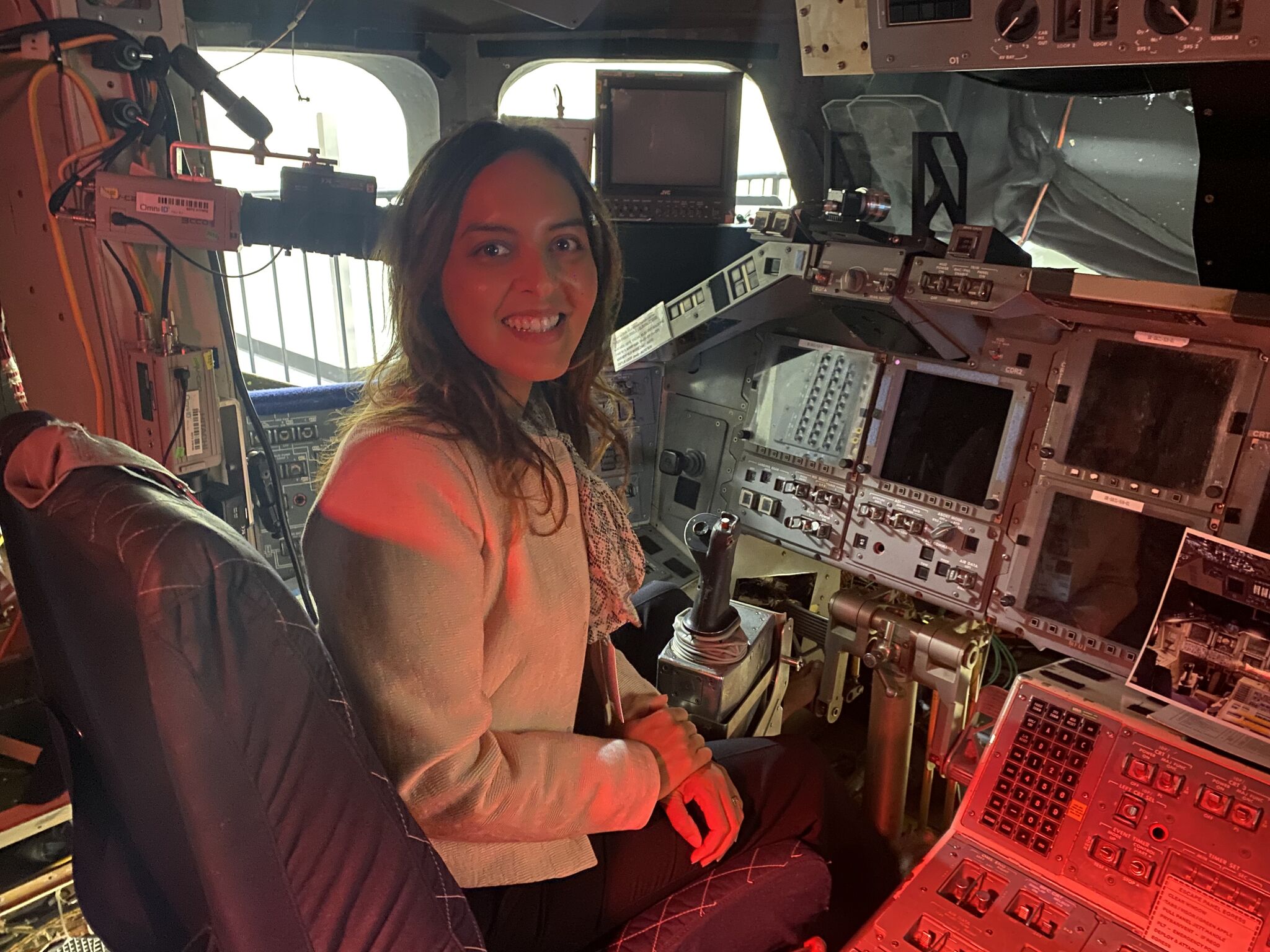 Anekha in spacecraft cockpit at NASA